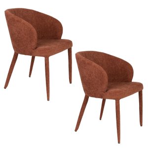 Housecraft Living Tamsin Eetkamerstoelen Gestoffeerd Oranje – Set van