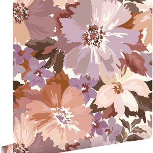 ESTAhome behang bloemen mauve paars en terracotta – 50 x 900 cm – 1312 ESTAhome behang bloemen mauve paars en terracotta – 50 x 900 cm – 1312