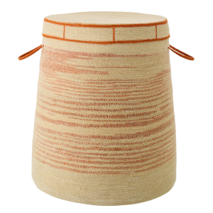 J-Line mand Met Handvat + Deksel Gestreept – zeegras – naturel/oranje J-Line mand Met Handvat + Deksel Gestreept – zeegras – naturel/oranje