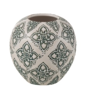 J-Line vaas Kousa Bal – porselein – blauw/wit – Ø 11 cm