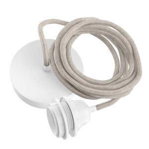 HOOPZI Lampfitting plafond – of white – linnen – 2.5 meter – max 40W –