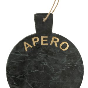 J-Line snijplank Apero Rond Marmer – steen – zwart/goud J-Line snijplank Apero Rond Marmer – steen – zwart/goud