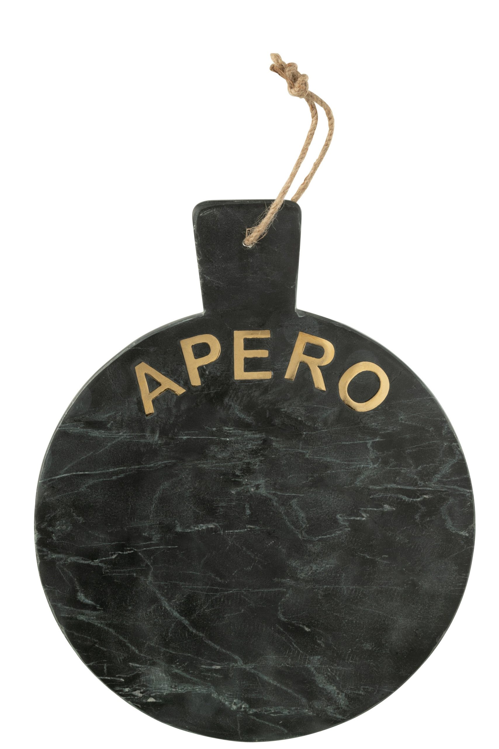 J-Line snijplank Apero Rond Marmer - steen - zwart/goud
