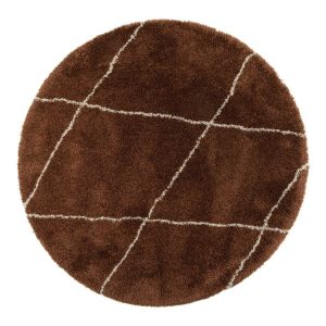 Interieur05 Berber vloerkleed- rond -hoogpolig -roest/cream – scandina