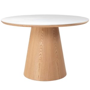 Giga Meubel Eettafel Alba – Wit Keramiek/Naturel – Ø115x77cm Giga Meubel Eettafel Alba – Wit Keramiek/Naturel – Ø115x77cm