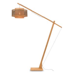 GOOD&MOJO vloerlamp Bhutan – bruin – Ø50cm