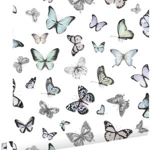 ESTAhome behang vlinders mintgroen en pastel paars – 53 cm x 10.05 m – ESTAhome behang vlinders mintgroen en pastel paars – 53 cm x 10.05 m –