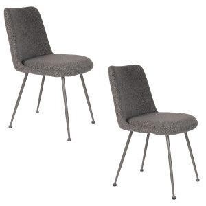 Housecraft Living Fijs Eetkamerstoelen Grijs – Set van 2