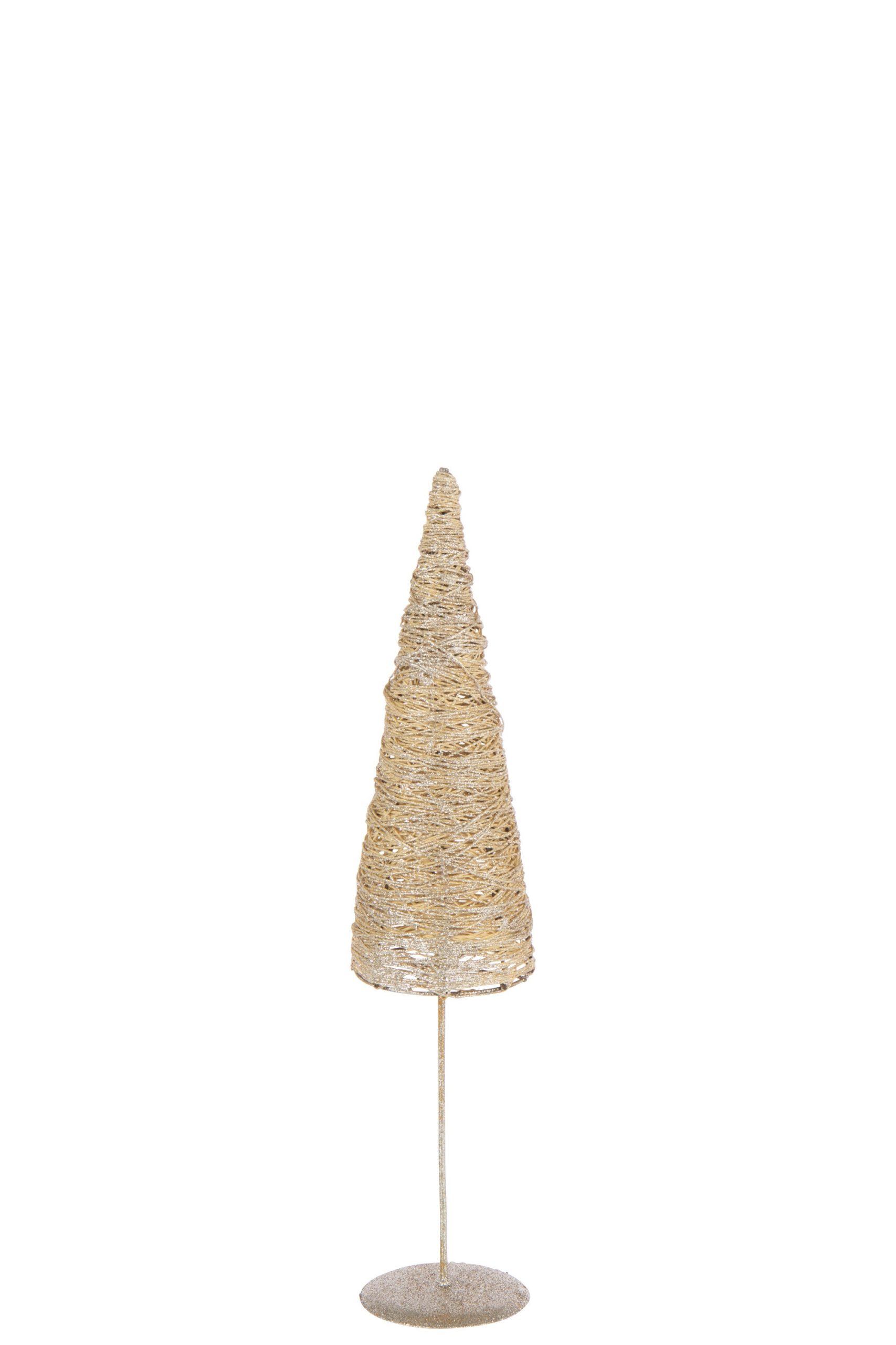 J-Line decoratie Kerstboom Op Voet - metaal/papier - goud - small