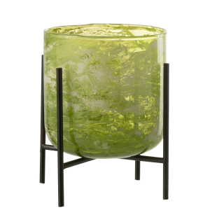J-Line windlicht Staand Marmer – kaarshouder – glas/ijzer – groen – me J-Line windlicht Staand Marmer – kaarshouder – glas/ijzer – groen – me