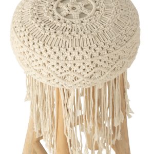 J-Line stoel Fringes Macrame – hout – wit