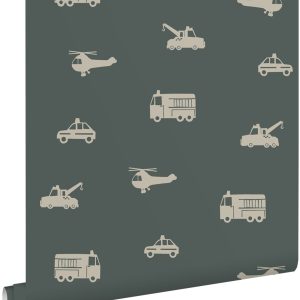 ESTAhome behang auto's, brandweerauto's, helikopters en kranen groen 5 ESTAhome behang auto's, brandweerauto's, helikopters en kranen groen 5