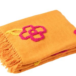 J-Line plaid Bloemen – katoen – oranje/roze/geel – 130 x 180 cm J-Line plaid Bloemen – katoen – oranje/roze/geel – 130 x 180 cm