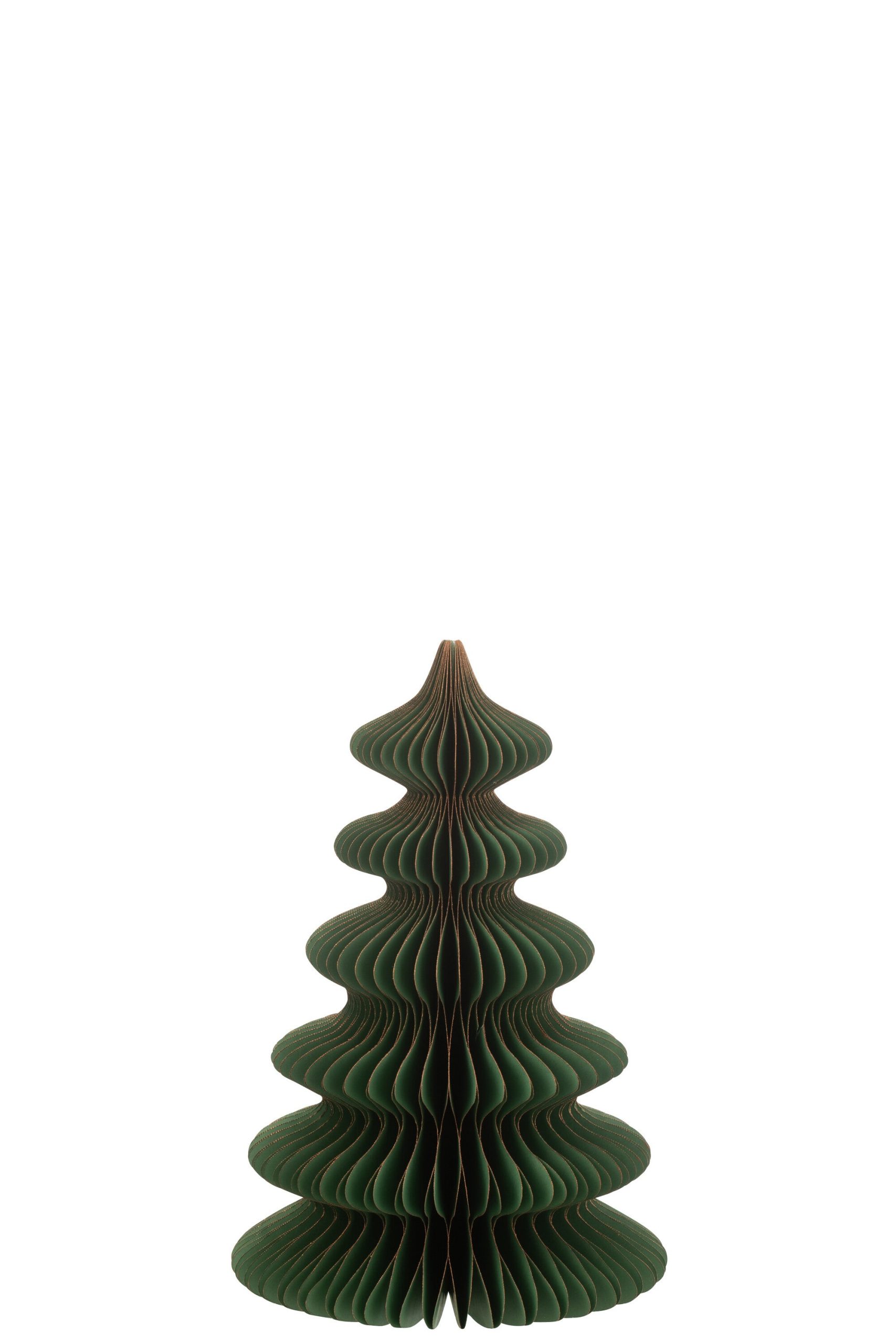 J-Line decoratie Kerstboom Golven - papier - donkergroen/koper - small