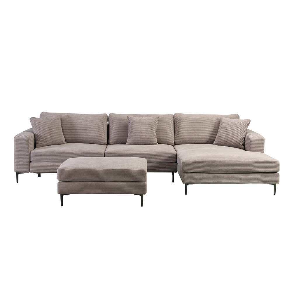 HOME DELUXE bank BELLANO beige L 340 x 188 x 94 cm - voetenbank: recht