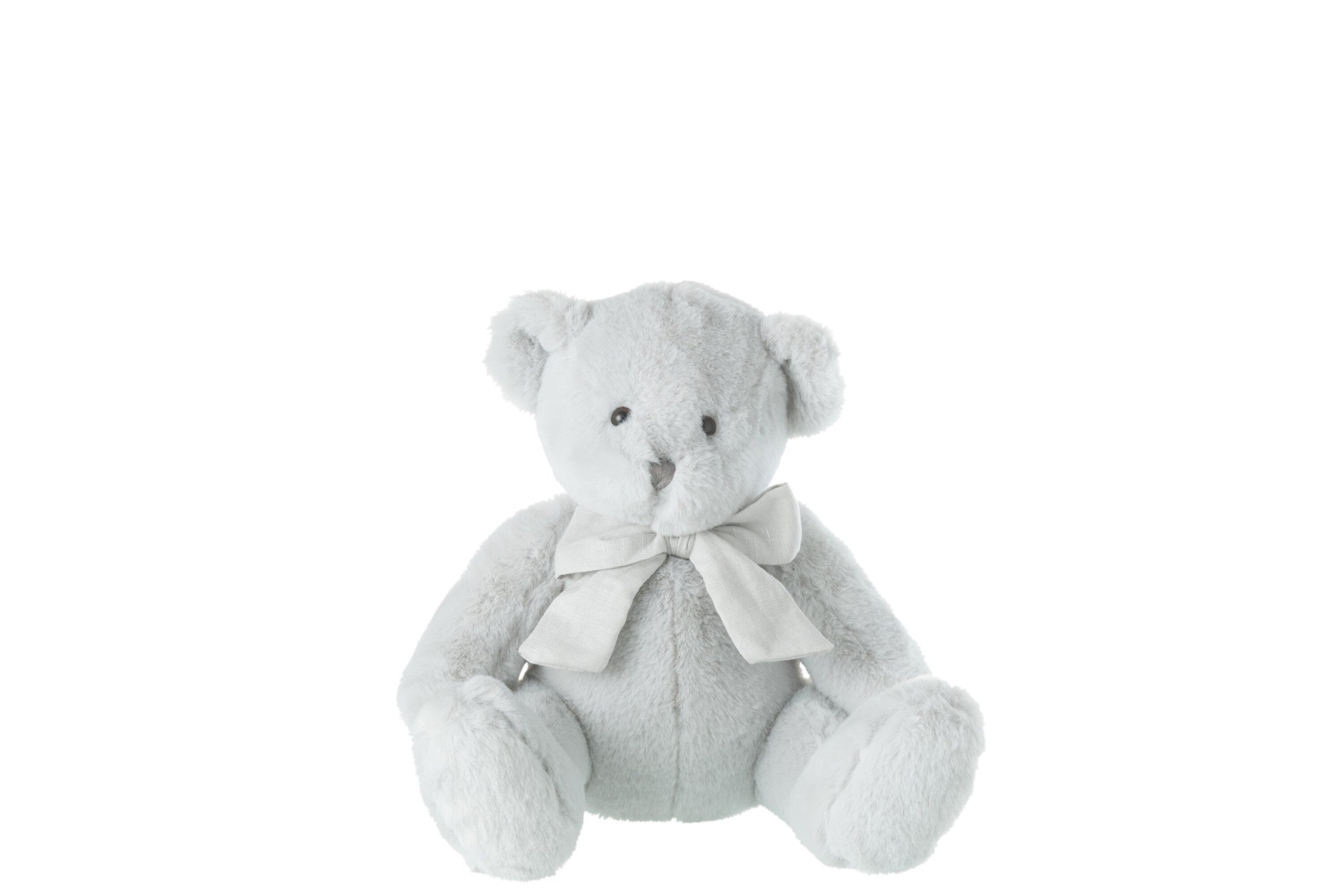 J-Line knuffel Beer met Strik - polyester - grijs - small