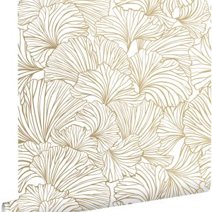 ESTAhome behang ginkgo bladeren wit en goud – 53 cm x 10.05 m – 139614 ESTAhome behang ginkgo bladeren wit en goud – 53 cm x 10.05 m – 139614