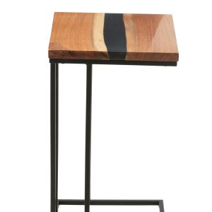 J-Line bijzettafel Vierkant – hout/epoxyhars – naturel/zwart