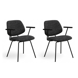 Furnhouse eetkamerstoelen armleuning Sofia – Zwart – Stof (Bouclé) – S Furnhouse eetkamerstoelen armleuning Sofia – Zwart – Stof (Bouclé) – S