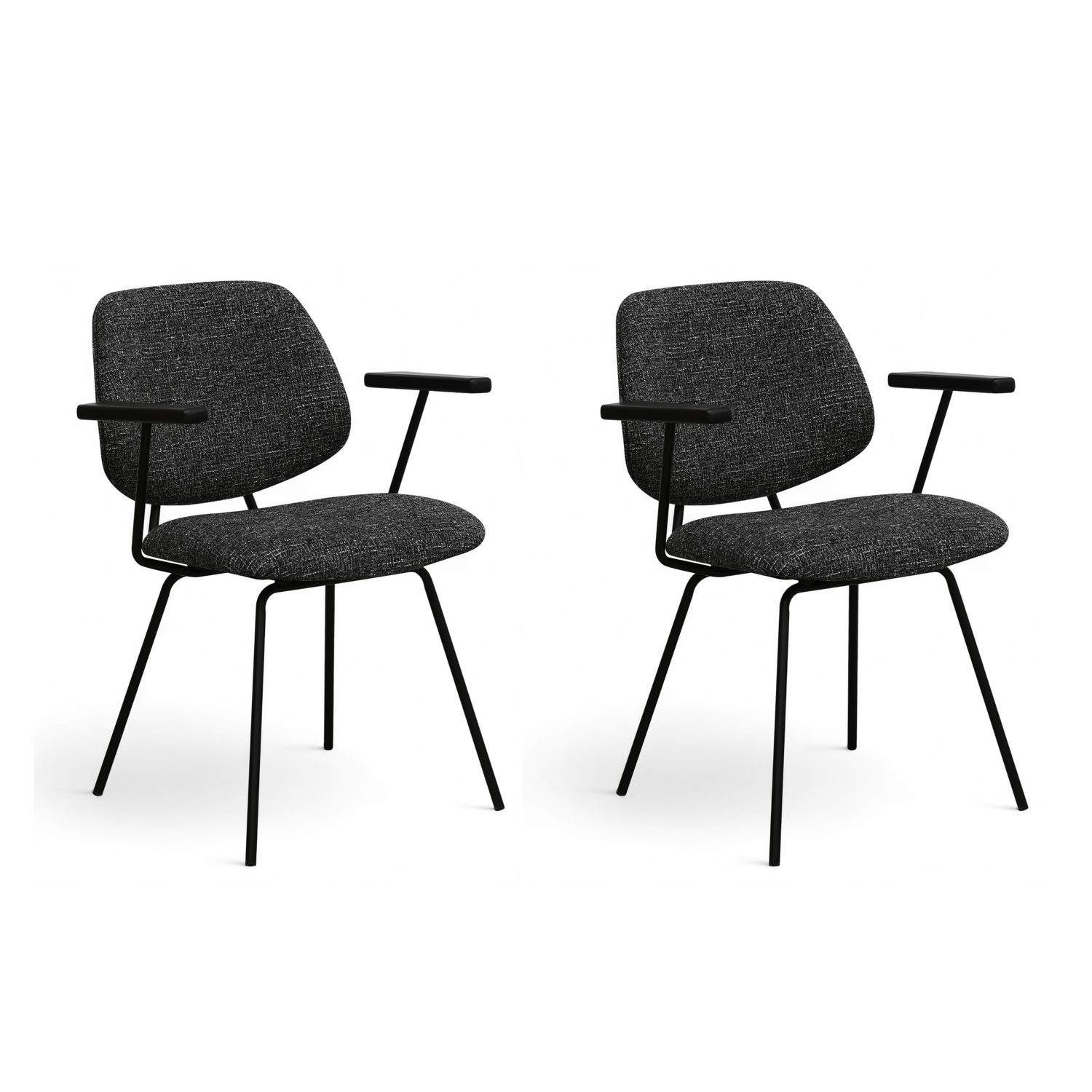 Furnhouse eetkamerstoelen armleuning Sofia - Zwart - Stof (Bouclé) - S