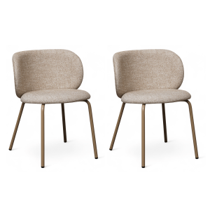 Furnhouse eetkamerstoel Nanna – Beige – Stof (Bouclé) – Set van 2