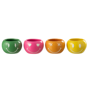 J-Line bloempot Smiley – porselein – mix – small – 4 stuks – Ø 11.5 cm J-Line bloempot Smiley – porselein – mix – small – 4 stuks – Ø 11.5 cm
