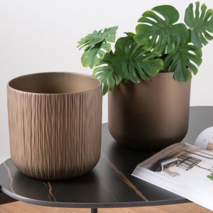 J-Line bloempot Gen – keramiek – goud/koper – extra large – 2 stuks –
