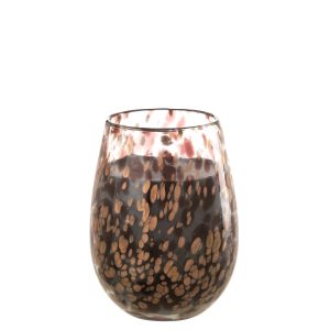 J-Line geurkaars Mia – Leather & Leaves – glas – zwart/mix – medium – J-Line geurkaars Mia – Leather & Leaves – glas – zwart/mix – medium –