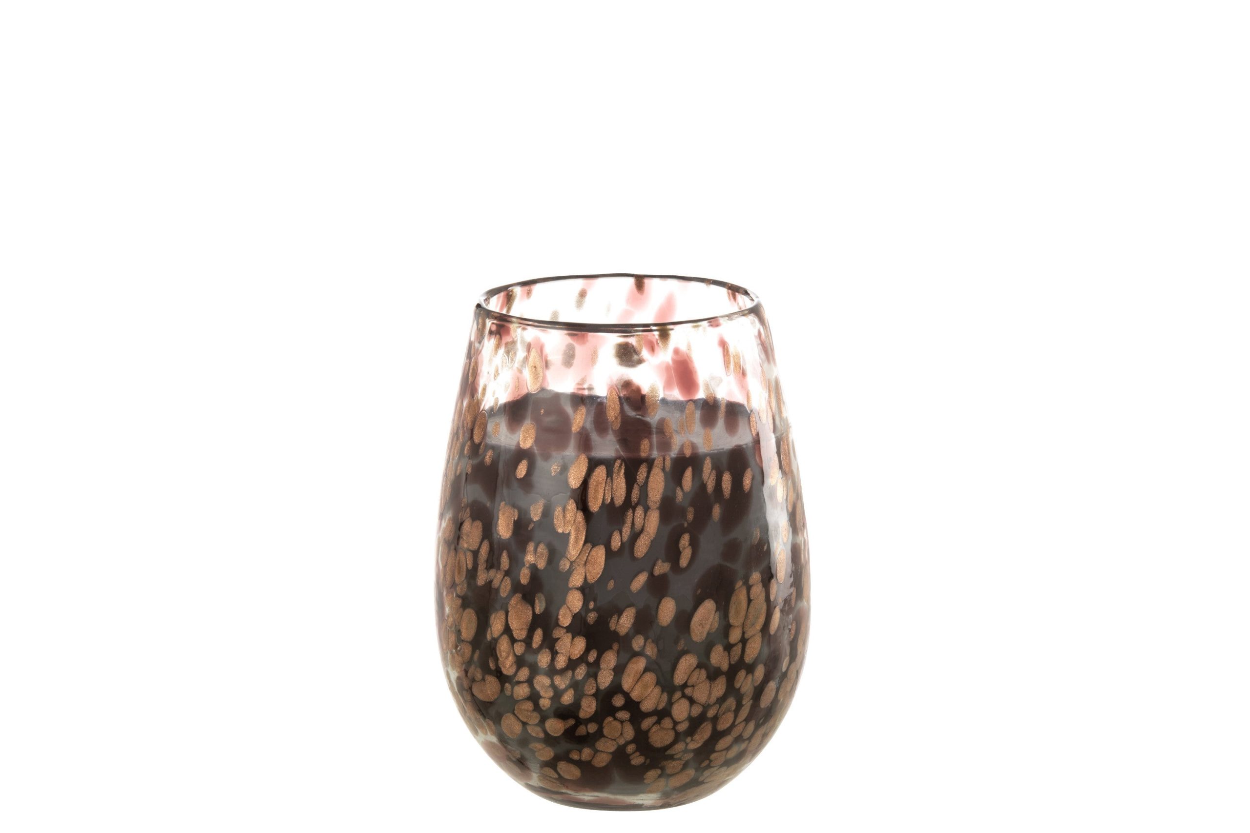 J-Line geurkaars Mia - Leather & Leaves - glas - zwart/mix - medium -