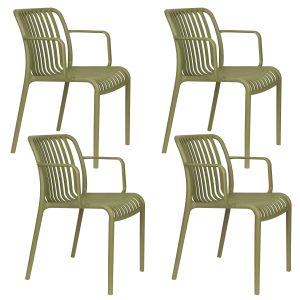 Housecraft Living Mante Tuinstoel Armleuning Kunststof Groen – Set van