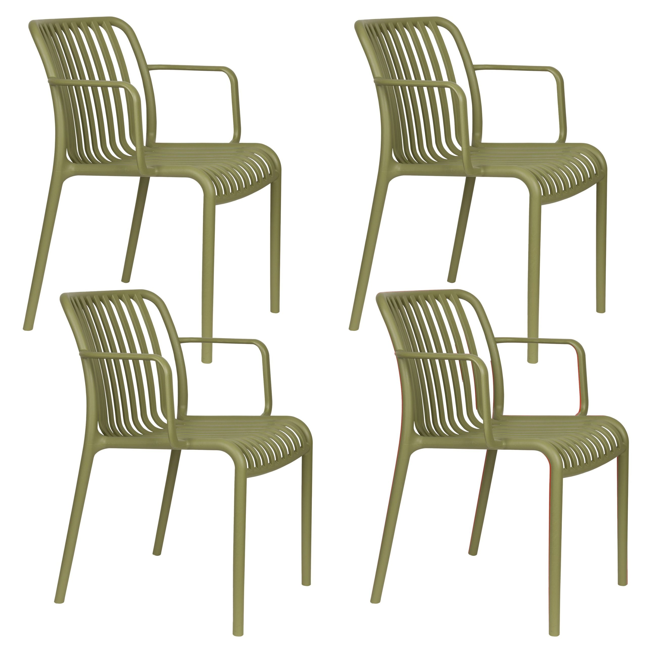 Housecraft Living Mante Tuinstoel Armleuning Kunststof Groen - Set van