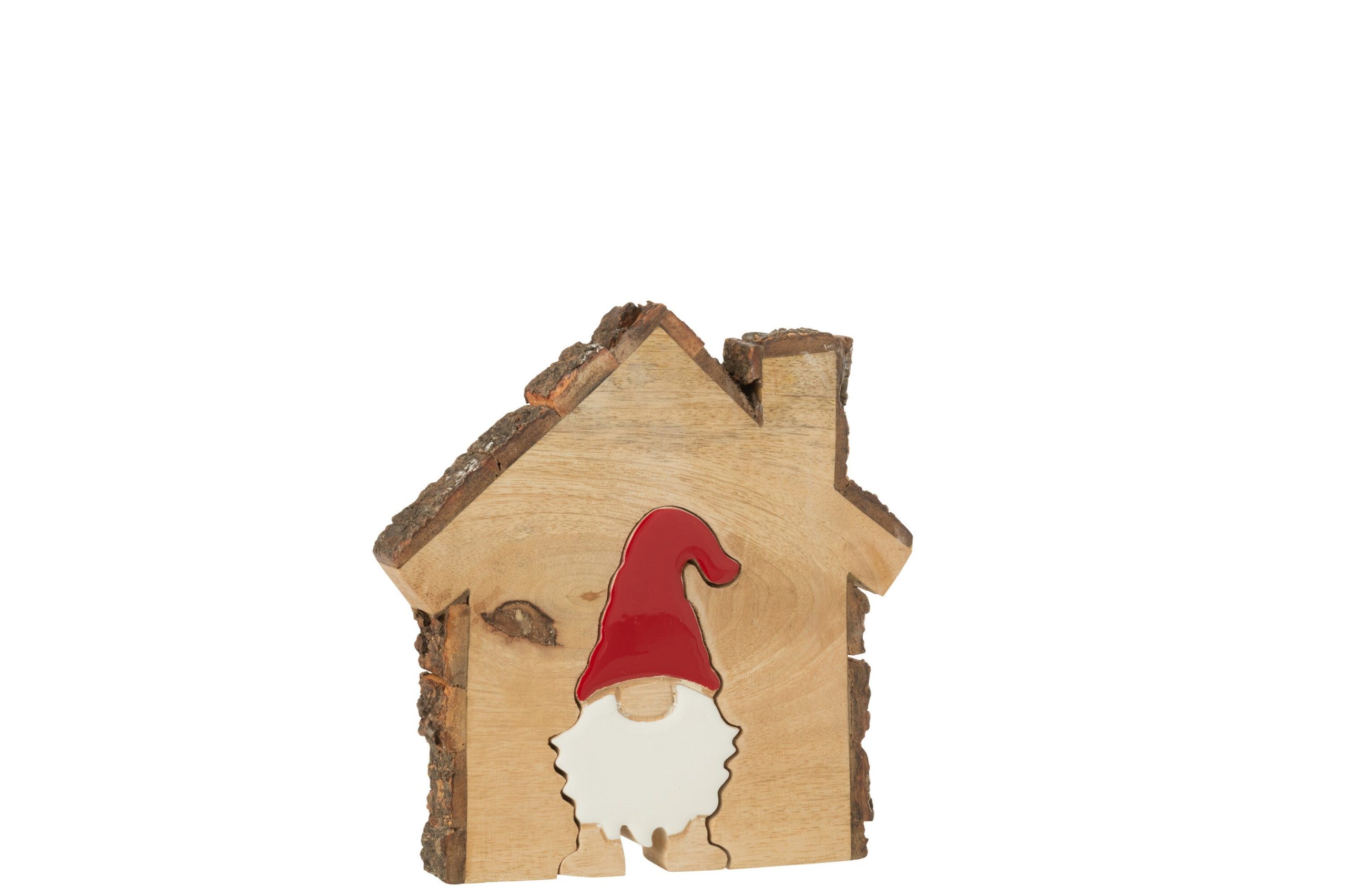 J-Line decoratie Kerstman In Huis - hout - mix - small