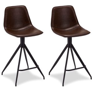 Furnhouse barkruk Isabel – Donkerbruin – Kunstleer – Set van 2