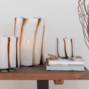 J-Line windlicht Strepen Safari – glas – wit/bruin – medium J-Line windlicht Strepen Safari – glas – wit/bruin – medium