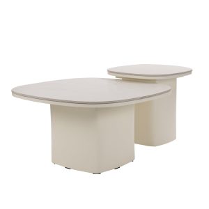 Giga Meubel Salontafel Miles – Organisch Beige Travertinlook Hout – Se