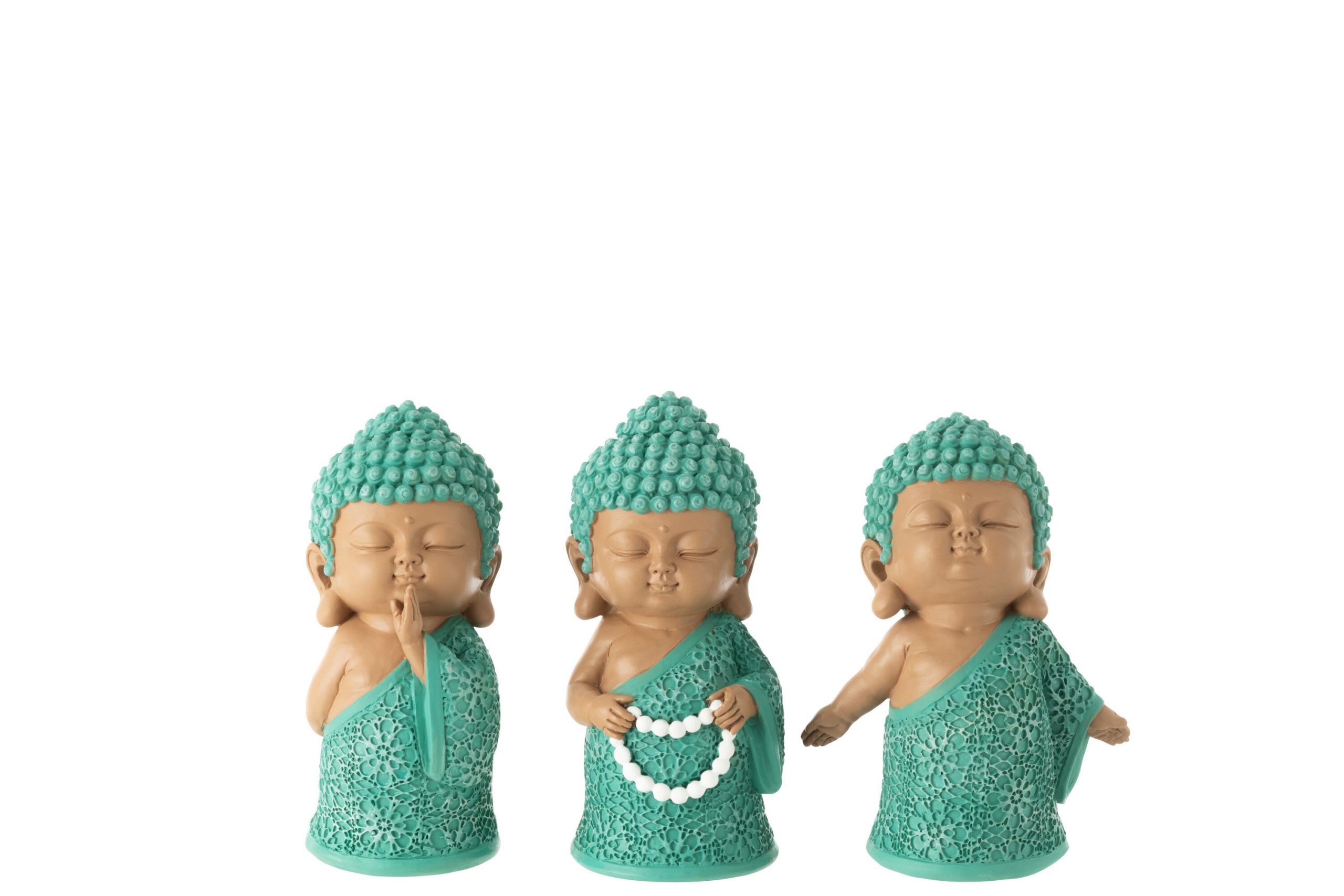 J-Line figuur Monnik Ketting - polyresin - azuur - 3 stuks