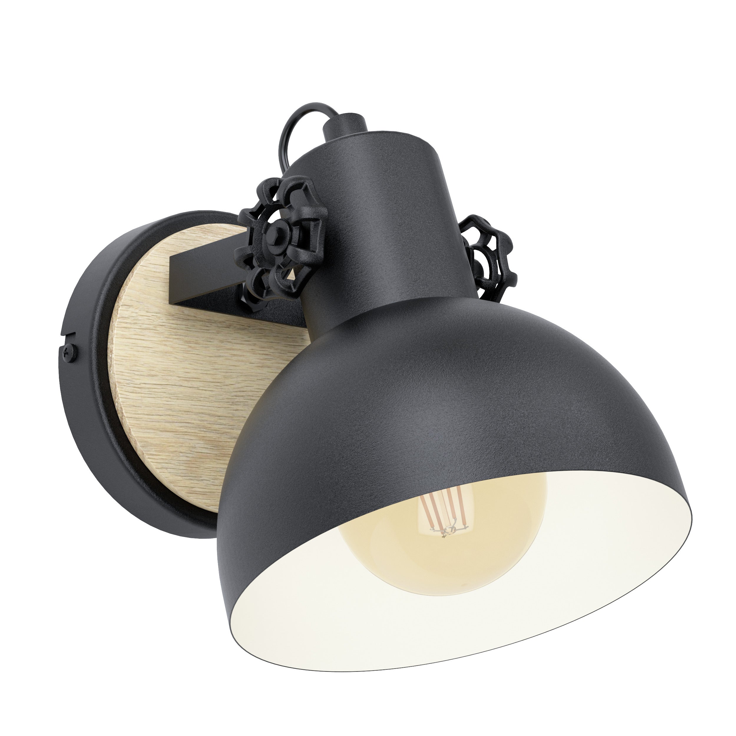 EGLO wandlamp Lubenham - 1 lichts - e27 - zwart, bruin