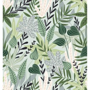 ESTAhome XXL behang bladeren in scandinavische stijl mintgroen – 50 x ESTAhome XXL behang bladeren in scandinavische stijl mintgroen – 50 x