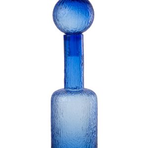 J-Line decoratie Fles Reliëf – glas – transparant/blauw – medium J-Line decoratie Fles Reliëf – glas – transparant/blauw – medium