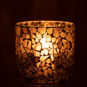 J-Line windlicht Mozaiek – glas – grijs/groen – large J-Line windlicht Mozaiek – glas – grijs/groen – large