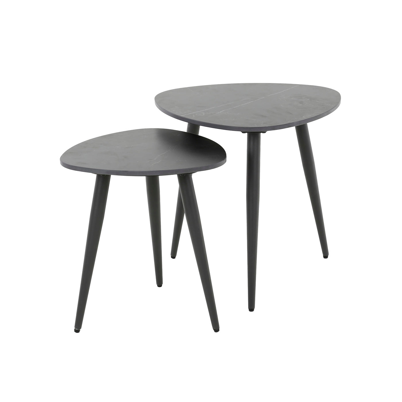 Giga Meubel Bijzettafel Ceramic Driehoekig - Zwart Keramiek - Set van