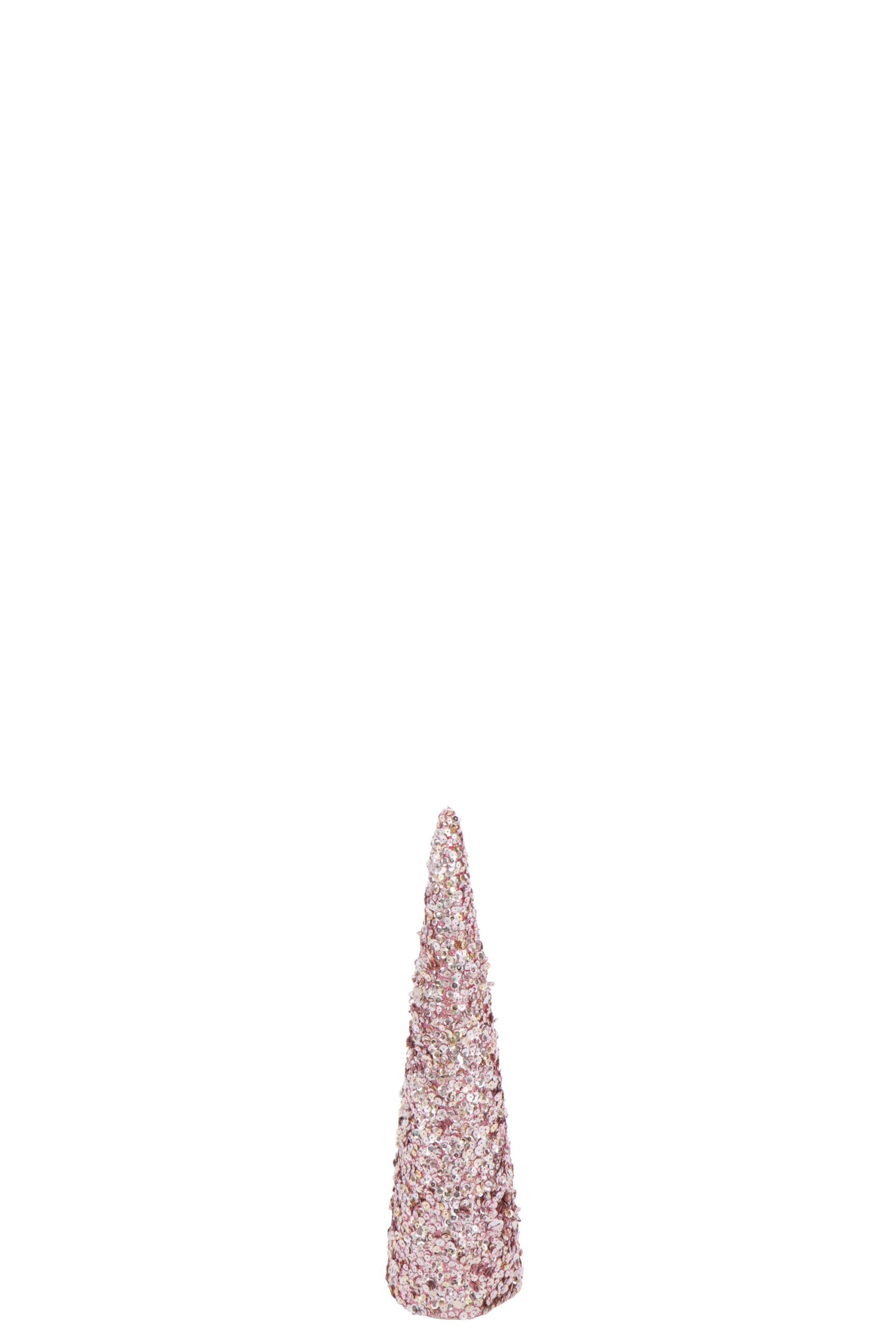 J-Line decoratie Kegel Pailletten Schuim - kunststof - roze - small