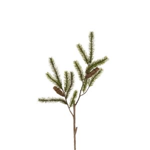 J-Line decoratie tak Dennenboom – kunststof – groen/bruin – 8 stuks