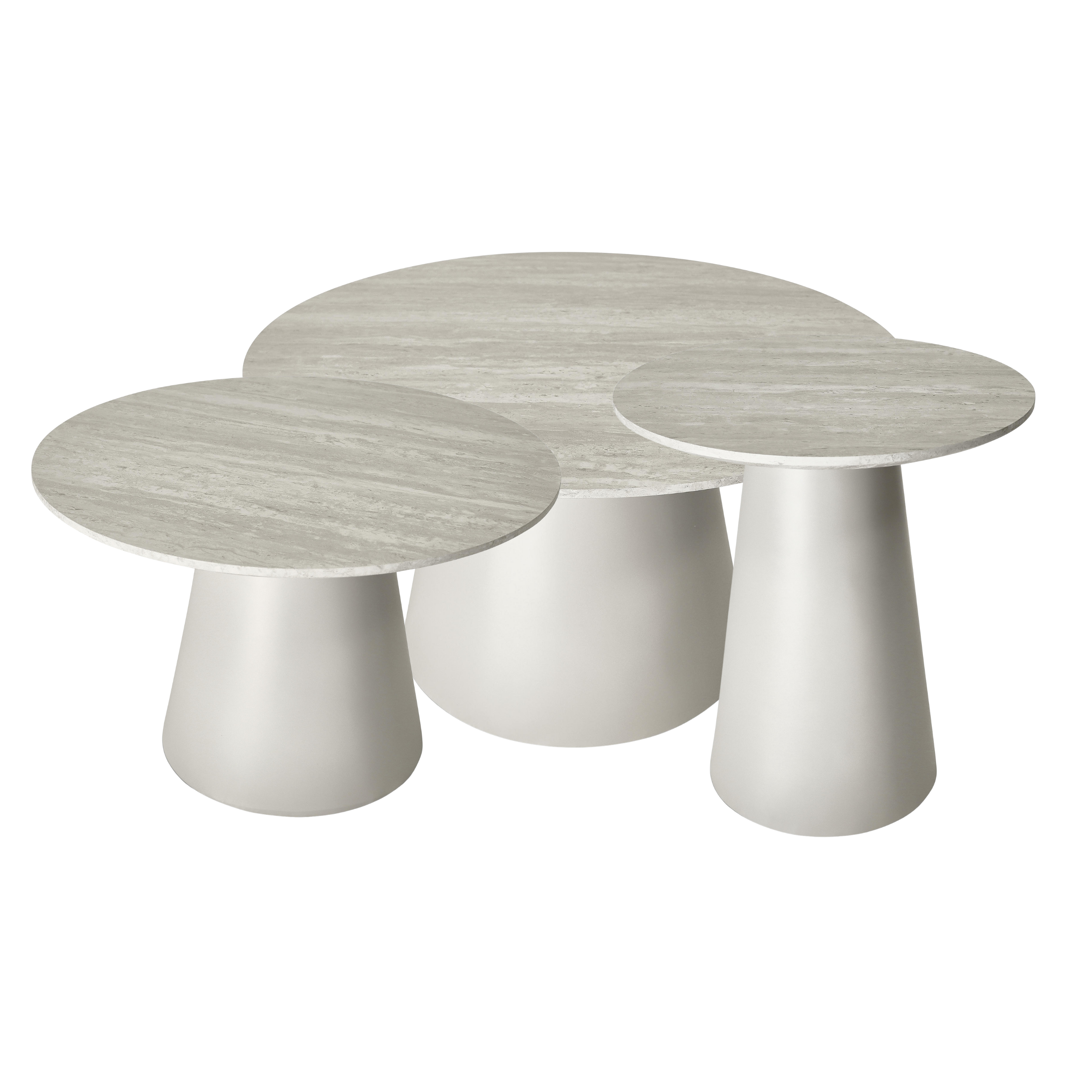 Furnhouse salontafel set Tango - Lichtgrijs - Ø 45/60/80 cm