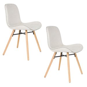 Housecraft Living Lester Eetkamerstoelen Houten poten Beige – Set van