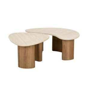 Giga Meubel Salontafel Organic Travertin – Set Van 2 – 88x44x36cm