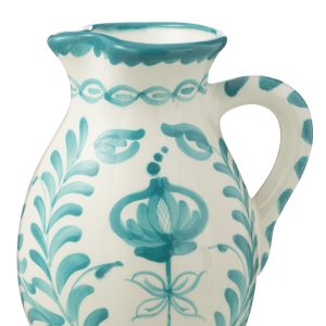 J-Line kruik Granada – keramiek – wit/aqua – large