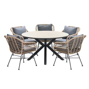 5-persoons ronde tuinset – Edison tafel – 5 Margriet stoelen 5-persoons ronde tuinset – Edison tafel – 5 Margriet stoelen