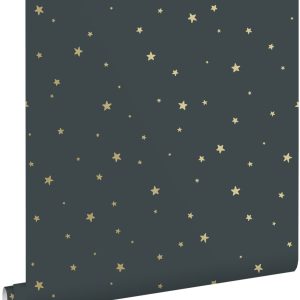 ESTAhome behang sterretjes vergrijsd blauw en goud – 53 cm x 10.05 m – ESTAhome behang sterretjes vergrijsd blauw en goud – 53 cm x 10.05 m –
