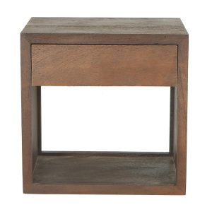 Giga Meubel Nachtkastje Jeff – Zwevend Donkerbruin Hout – 40x30x40cm
